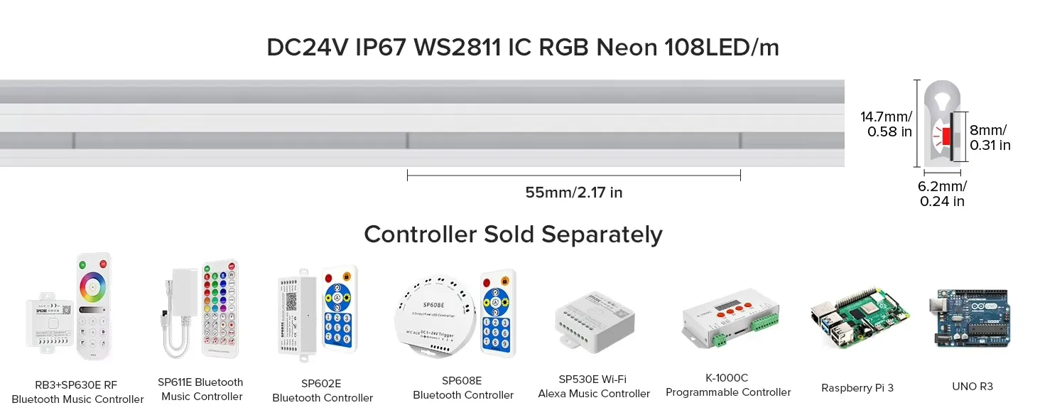 LED Neon Flex Pink Neon Light Strip 12V Waterproof Silicone LED Neon Rope Light for Kitchen Bedroom Indoor Outdoor Decoration