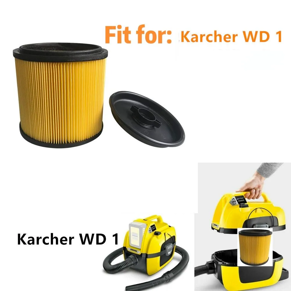 PULONGTE Custom Cutting Replacement Filters for Kar Cher WD1 Vacuum Cleaner Cartridge Mesh HEPA Air Filter